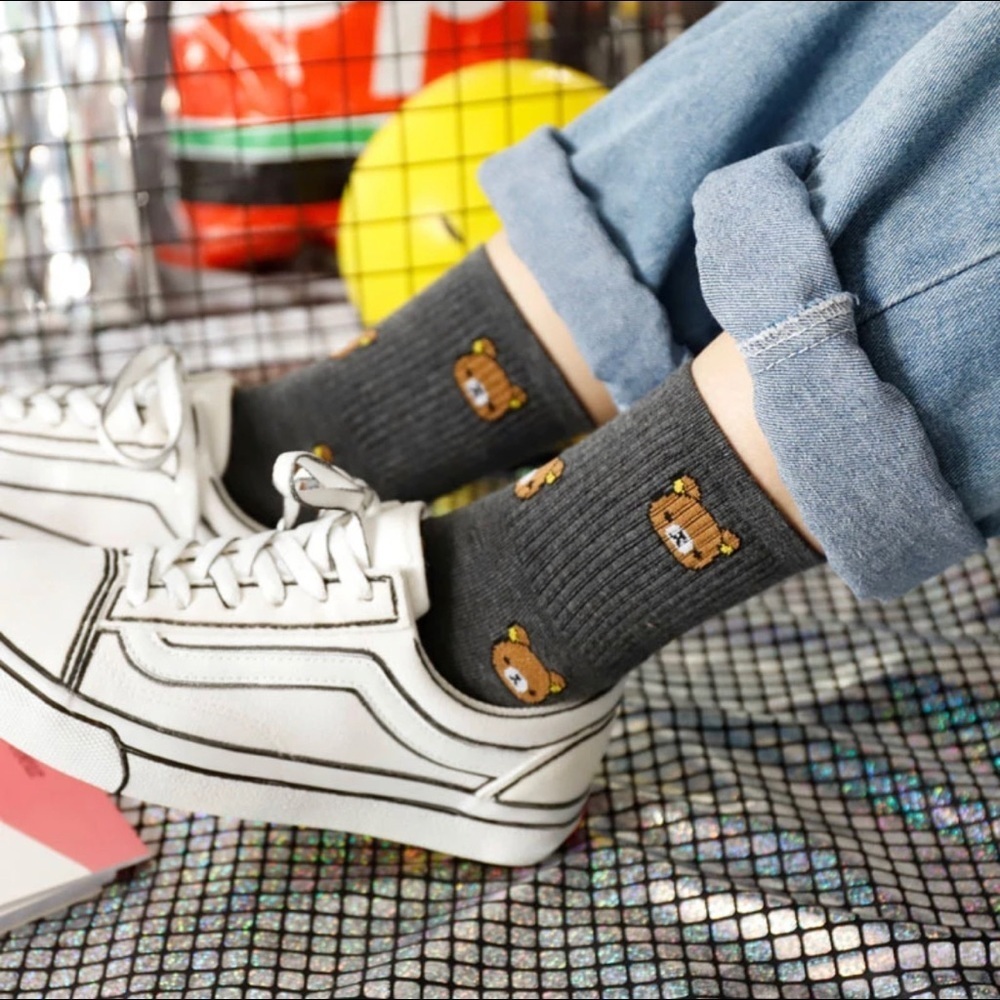 Grey teddy bear socks  🧸